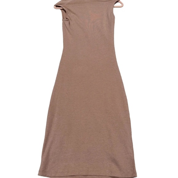 NEW Reiss Tora Ruched Jersey Body-Con Wool Viscose Knit Dress Blush Size Large - Picture 5 of 9